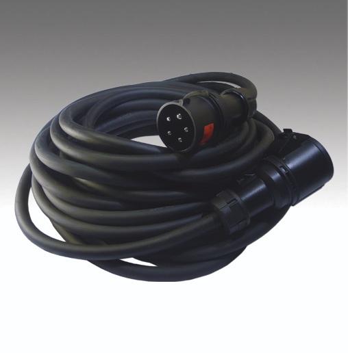 CEE 32A 400V zwarte verlengkabel 10 meter